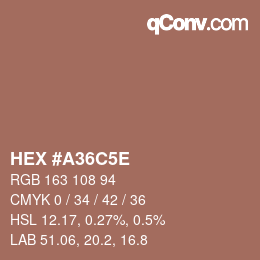 Color code: HEX #A36C5E | qconv.com