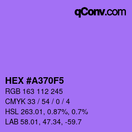 Color code: HEX #A370F5 | qconv.com