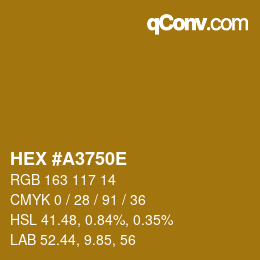 Color code: HEX #A3750E | qconv.com