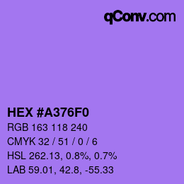 Color code: HEX #A376F0 | qconv.com