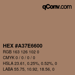 Farbcode: HEX #A37E6600 | qconv.com