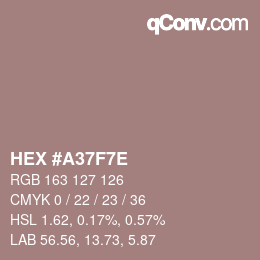 Color code: HEX #A37F7E | qconv.com