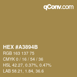 Color code: HEX #A3894B | qconv.com