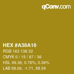 カラーコード: HEX #A38A16 | qconv.com