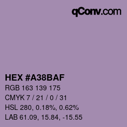 Código de color: HEX #A38BAF | qconv.com