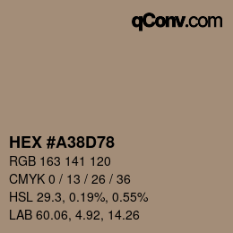 颜色代码: HEX #A38D78 | qconv.com