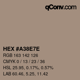 Color code: HEX #A38E7E | qconv.com