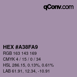 カラーコード: HEX #A38FA9 | qconv.com