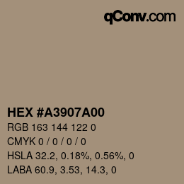 Color code: HEX #A3907A00 | qconv.com