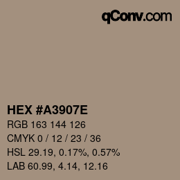 Color code: HEX #A3907E | qconv.com