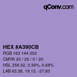 Code couleur: HEX #A390CB | qconv.com