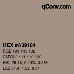 カラーコード: HEX #A39184 | qconv.com