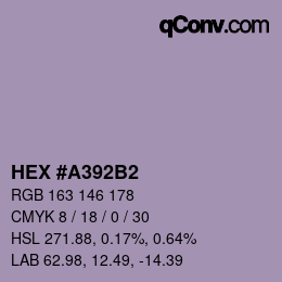 カラーコード: HEX #A392B2 | qconv.com