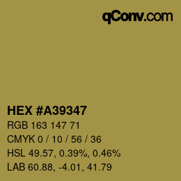 Farbcode: HEX #A39347 | qconv.com
