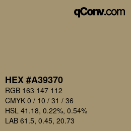 カラーコード: HEX #A39370 | qconv.com