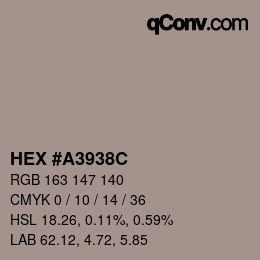 Color code: HEX #A3938C | qconv.com