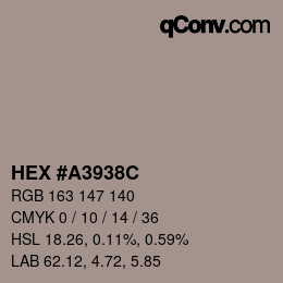 Color code: HEX #A3938C | qconv.com