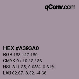 颜色代码: HEX #A393A0 | qconv.com