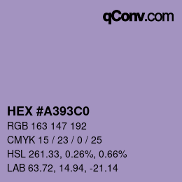 Color code: HEX #A393C0 | qconv.com