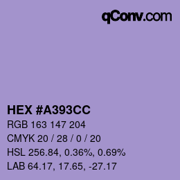 カラーコード: HEX #A393CC | qconv.com