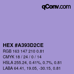 Code couleur: HEX #A393D2CE | qconv.com