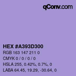 Code couleur: HEX #A393D300 | qconv.com