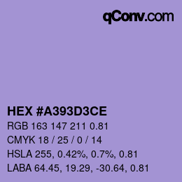 Color code: HEX #A393D3CE | qconv.com