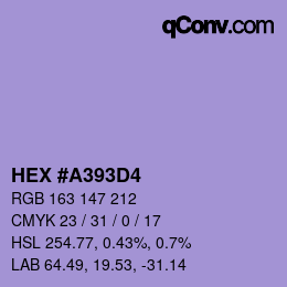 Code couleur: HEX #A393D4 | qconv.com