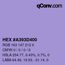 Color code: HEX #A393D400 | qconv.com