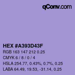 Code couleur: HEX #A393D43F | qconv.com