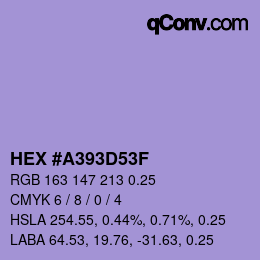 カラーコード: HEX #A393D53F | qconv.com