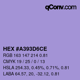 颜色代码: HEX #A393D6CE | qconv.com