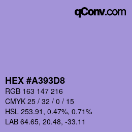 Farbcode: HEX #A393D8 | qconv.com