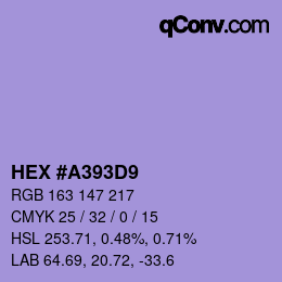 Code couleur: HEX #A393D9 | qconv.com