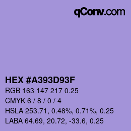カラーコード: HEX #A393D93F | qconv.com