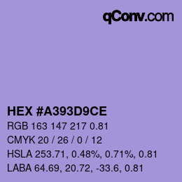 Código de color: HEX #A393D9CE | qconv.com