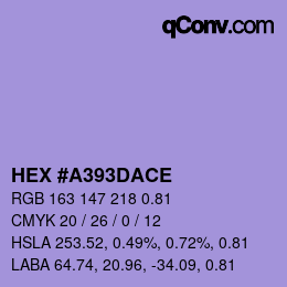 Color code: HEX #A393DACE | qconv.com