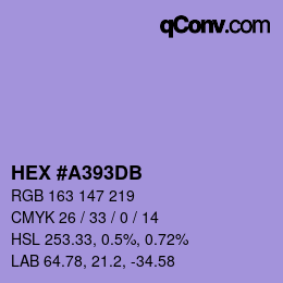 カラーコード: HEX #A393DB | qconv.com