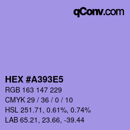 颜色代码: HEX #A393E5 | qconv.com