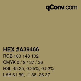 Farbcode: HEX #A39466 | qconv.com