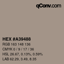 Farbcode: HEX #A39488 | qconv.com