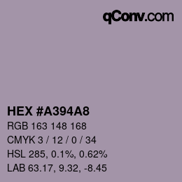 Farbcode: HEX #A394A8 | qconv.com