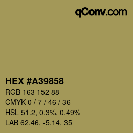 カラーコード: HEX #A39858 | qconv.com