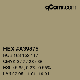 Farbcode: HEX #A39875 | qconv.com