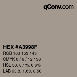 Farbcode: HEX #A3998F | qconv.com