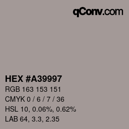 Color code: HEX #A39997 | qconv.com