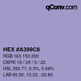 カラーコード: HEX #A399C8 | qconv.com