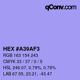 Color code: HEX #A39AF3 | qconv.com