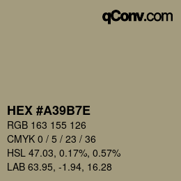 Color code: HEX #A39B7E | qconv.com