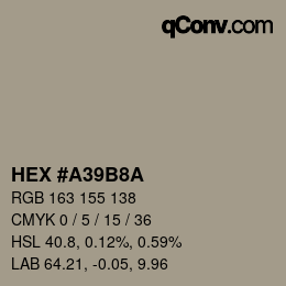 Farbcode: HEX #A39B8A | qconv.com